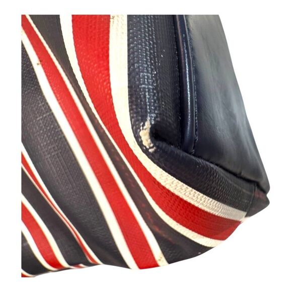 Tommy Hilfiger Patriotic Red White Blue Striped Tote Bag Zipper Top Handle READ - Picture 8 of 16